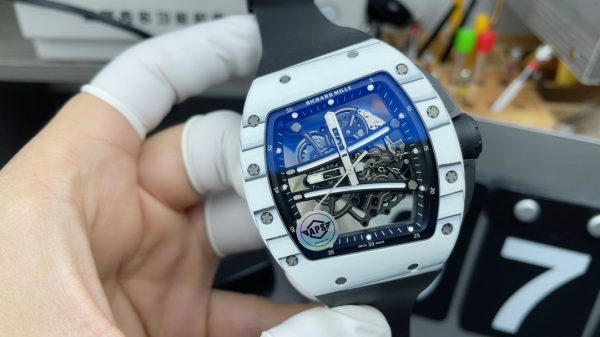 APS Factory Richard Mille RM061 White Ceramics Black Rubber Strap