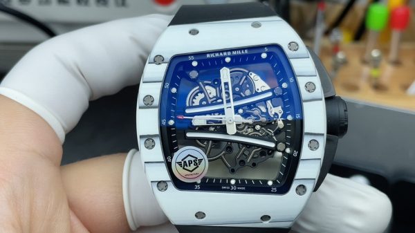 APS Factory Richard Mille RM061 White Ceramics Black Rubber Strap - 图片 2