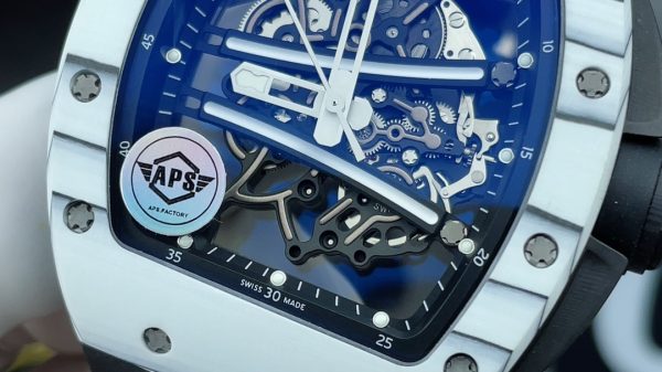 APS Factory Richard Mille RM061 White Ceramics Black Rubber Strap - 图片 3