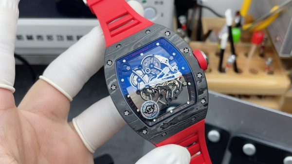 APS Factory Richard Mille RM055 Carbon Fiber Red Rubber Strap