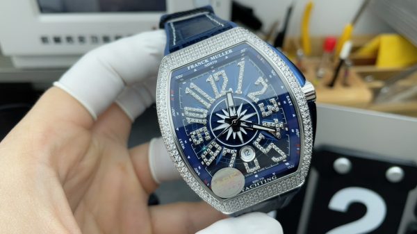 ABF Factory Franck Muller Vanguard V45 44mm Steel&Diamond Rubber Strap Blue Dial