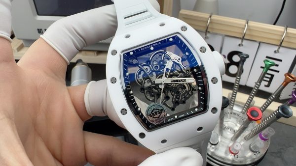 APS Factory Richard Mille RM055 White Ceramics White Rubber Strap
