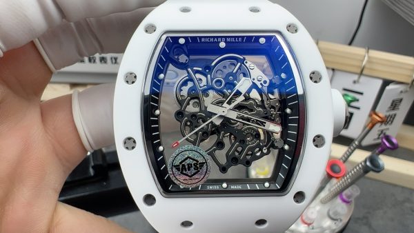 APS Factory Richard Mille RM055 White Ceramics White Rubber Strap - 图片 2