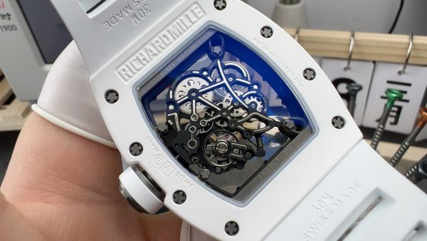 APS Factory Richard Mille RM055 White Ceramics White Rubber Strap - 图片 6