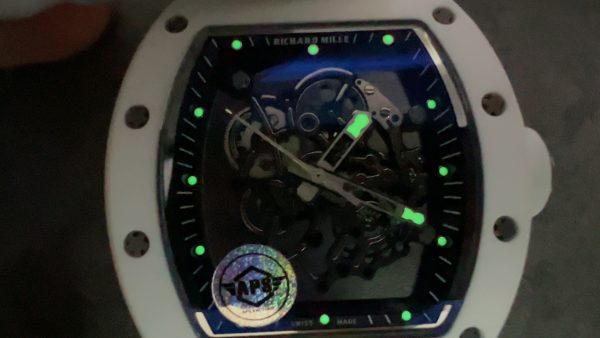 APS Factory Richard Mille RM055 White Ceramics White Rubber Strap - 图片 9